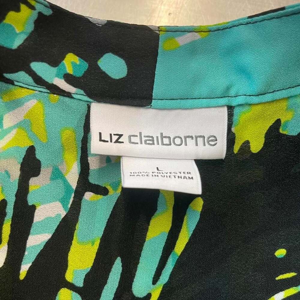 Liz Claiborne Tropical Palm Print Sleeveless Blouse L - Picture 2 of 2